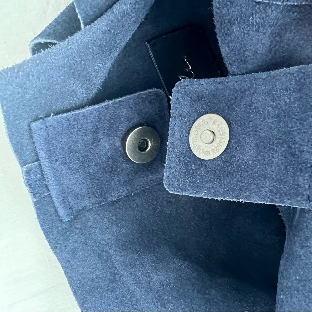 Free People Jessa Carryall Suede Leather Bag in Navy blue rare color! - Picture 14 of 16